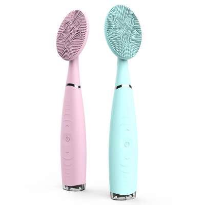 Electric Facial Cleansing Brush Hand-held Silicone Face Washing Cleaning Brush IPX6 Waterproof USB Charging